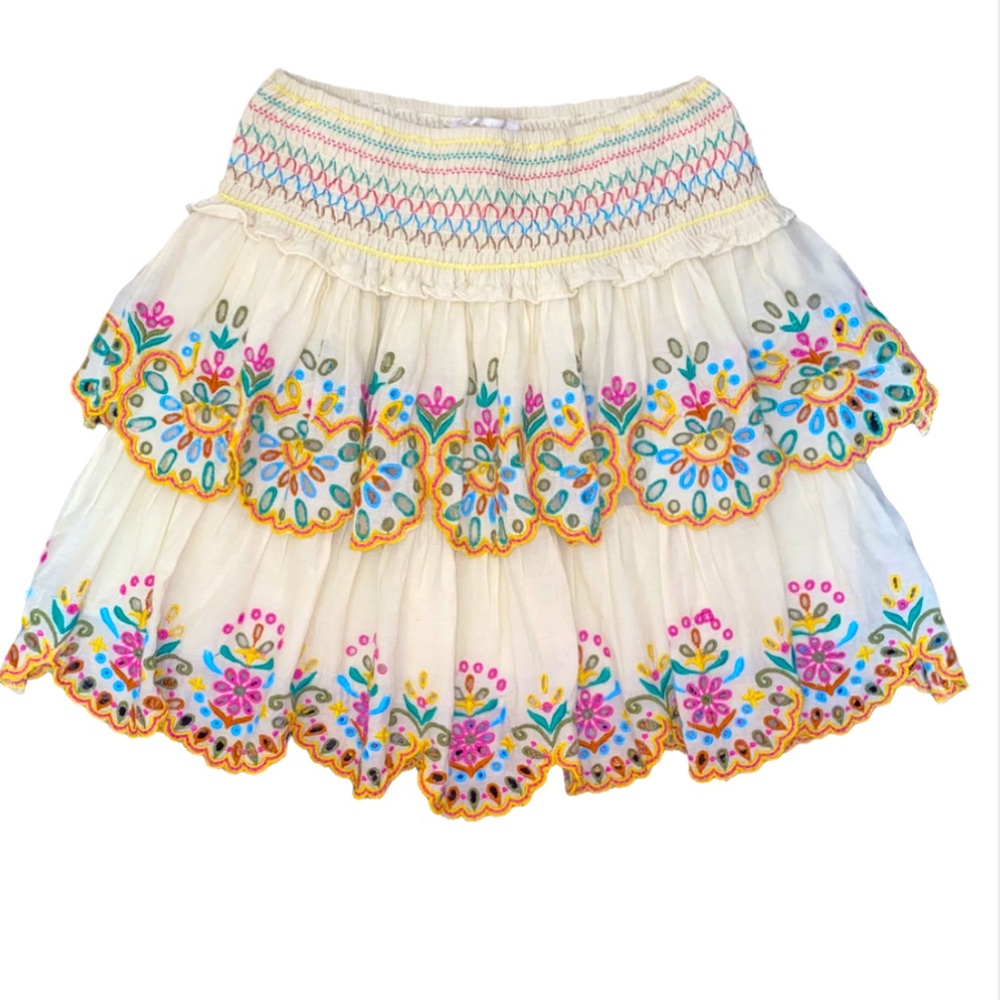 Anthropologie Love The Label Mini Embroidered Skirt